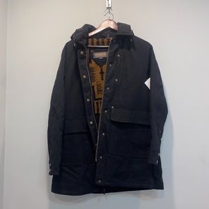 Men's Blanket lined Pendleton Jacket in Black Size Small Zip Up Button